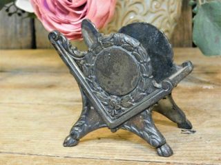 Antique Victorian Calling Card Holder Ornate Footed Signed Business Card Unique