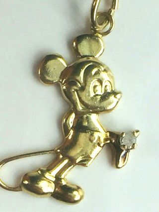 Adorable 14k Yellow Gold Diamond Micky Mouse From Disney Charm 1.  7gm.