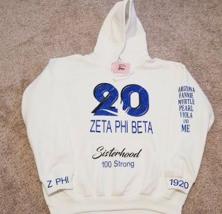 Zeta Phi Beta 2020 White Hoodie Sweatshirt - Z Phi B - Xl - 100 / Centennial