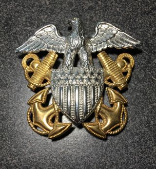 Wwii Us Navy Officer Cap Badge B3