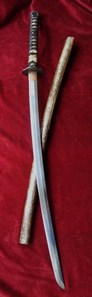 Long Antique Japanese Sword Samurai Katana Civilian Mounts Signed Blade Tsuba