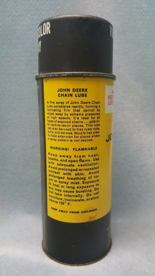 Rare Vintage John Deere Chain Lube Spray Can Oil Gas Farm Tractor Made in USA 2