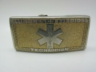 Vintage Emt Emergency Medical Technician Flip Top Belt Buckle First Responder