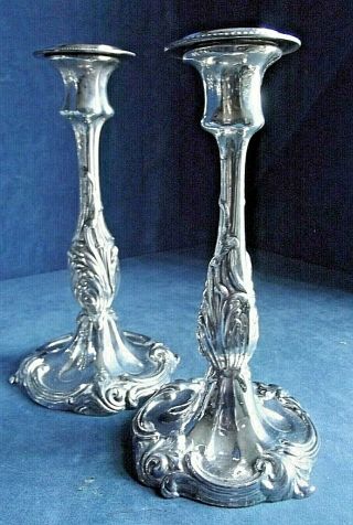 Pair 10 " Silver Plated Ornate Candlesticks C1875 By James Dixon