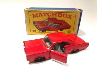 Vintage Matchbox Lesney 1964 22 Pontiac Grand Prix Coupe Gto Nm Orig Box