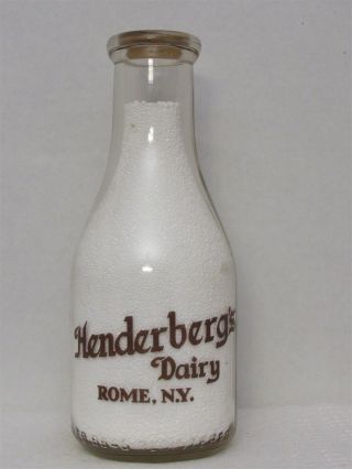 Trpq Milk Bottle Henderberg Dairy Farm Rome Ny 1946 Oneida County Superior Milk