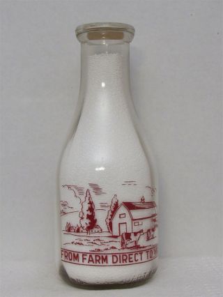 TRPQ Milk Bottle Wm A Farrant Dairy Farm Johnstown NY FULTON COUNTY 1946 BARN 2