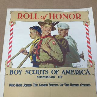 Boy Scout Poster 23 " X 15 " Norman Rockwell Roll Of Honor
