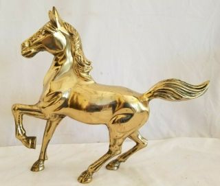 Vintage Large Mid - Century Brass Standing Horse Statue/figurine 13.  5 " T,  16 " L