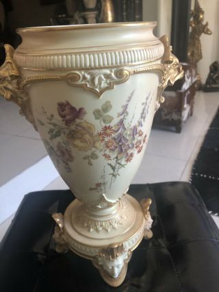 19th Century Royal Worcester Hand Painted Porcelain Vase 13 Inch