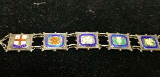 Late 1800 " S English Sterling Silver And Enameled Bracelet London