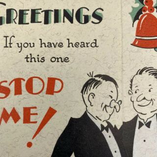 Vintage Greeting Card Christmas Early Mid Century Old Men In Tuxedos Art Deco
