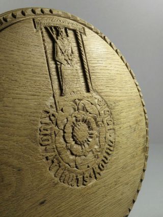 Vintage Hand Carved English Oak Wooden Bread Board King Arthur 