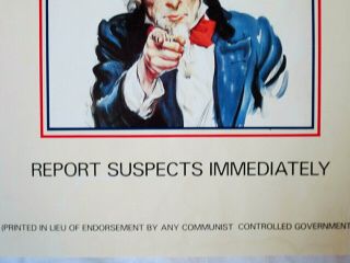 Vtg Uncle Sam Propaganda Poster ' I Need Your Help Spies Are Stealing Us Blind ' 3