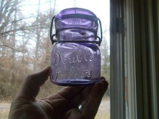 Cute Little 1/2 Pint Double Safety Amethyst Fruit Jar &lid Smalley Kivlan Boston