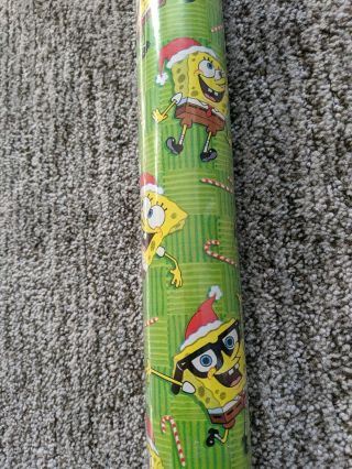 Vtg Spongebob Squarepants 2004 Christmas Gift Wrapping Paper Holiday Wrap 35