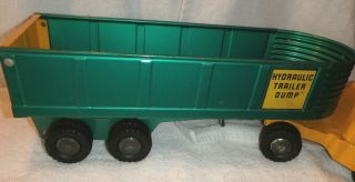 Vintage 1950s Structo Truck Hydraulic Trailer Dump – Yellow Cab & Green Trailer 2