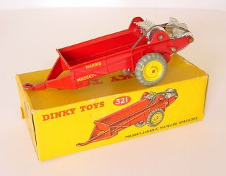 1950s Meccano Dinky Boxed No.  321 Massey Harris Manure Spreader Red