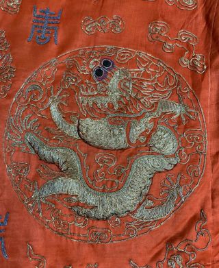 Antique Chinese Hand Embroidery Qing Dynasty Silk Dragon,  Foo Loin Robe 3