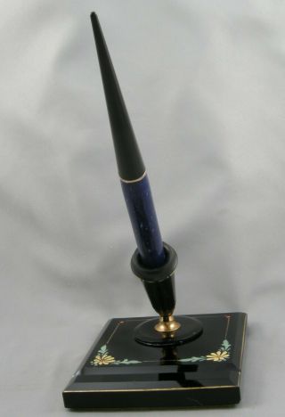 Parker Duofold Senior Lapis Blue Fountain Pen Desk Set W/ Base 1920 