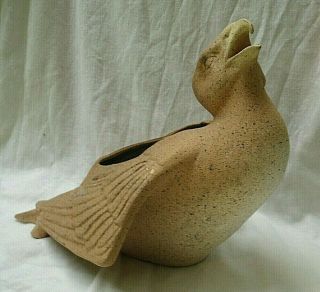 Vintage Owl Creek Pottery Falcon Planter Artist Signed Handmade Bird Raptor