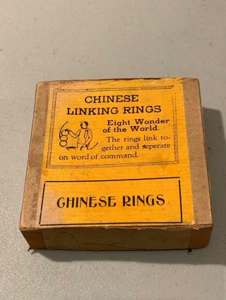 Vintage C.  1940s Chinese Linking Rings Magic Trick W/ Box Magician