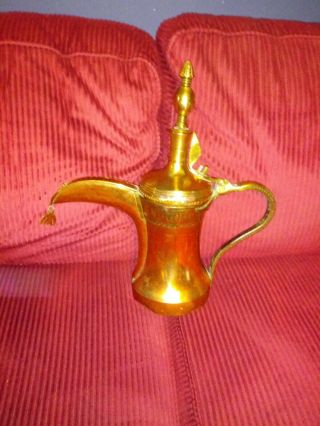 Engraved Punched Antique Brass Copper Bedouin Dallah Coffee Pot Oman