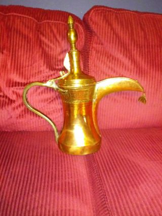 Engraved Punched Antique Brass Copper Bedouin Dallah Coffee Pot Oman 2