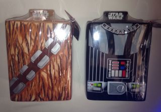 2 Star Wars Darth Vader & Chewbacca Ceramic Cookie Candy Jars The Force Awakens