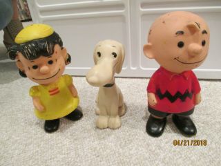 Vintage Hungerford Peanuts Figurine Set: Charlie Brown,  Lucy,  And Snoopy 9 "