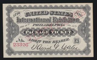 Us 1876 50c Centennial Exposition Admission Ticket Red Numbers Ch Cu (- 326)