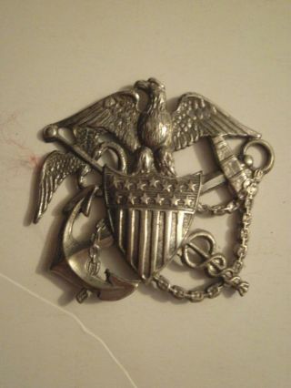 Ww2 Us Public Health Service Sterling Hat Badge Made By Blackington