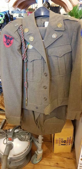 Vintage Wwii Us Army Ike Jacket 84th Infantry Div Air Corp Ruptured Duck Named