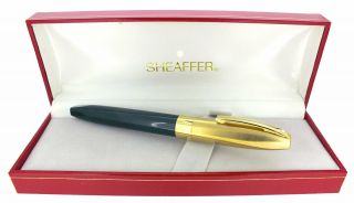 C1995 Sheaffer Legacy Black Laque Gold Plate Fountain Pen 18k Stub Nib W/ Box