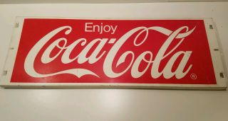 Vintage Metal Coke Sign - Enjoy Coke A Cola Soda Pop Metal Panel Sign 27”x10”
