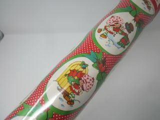 Nos Vtg 1980 Strawberry Shortcake Xmas Gift Wrap 40 Sq Ft Roll Snowman Doll Agc