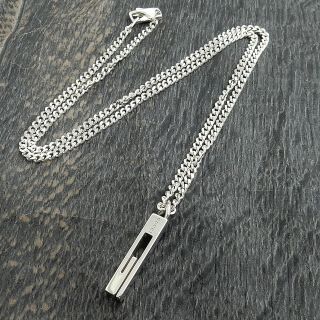 Gucci 925 Sterling Silver G Bar Plate Chain Necklace Pendant 1231be Rise - On
