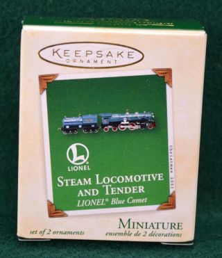 2003 Hallmark Miniature Lionel Steam Locomotive And Tender Blue Comet Ornament