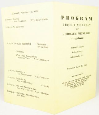 1956 Circuit Program Nov 23 - 25 Schenectady Ny Yellow Watchtower Jehovah