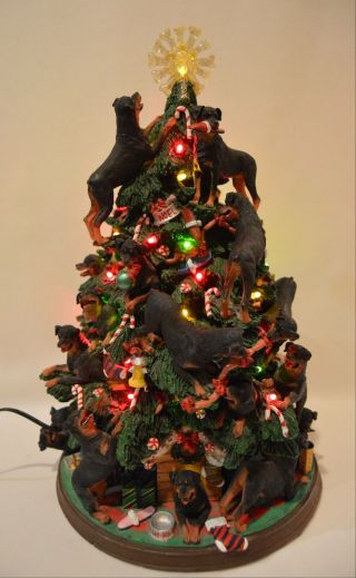 Danbury Rottweiler Dog Christmas Tree Lighted Figurine Retired Rare
