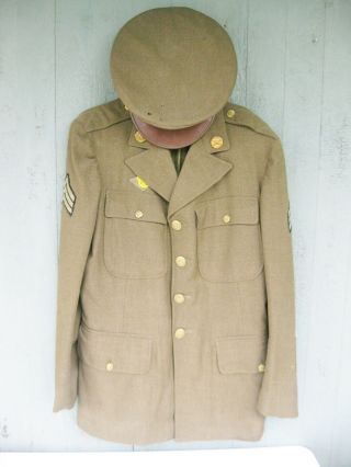 Vintage World War Ii Military Wool Jacket & Cap
