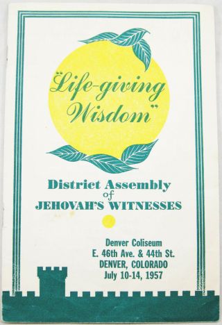 1957 District Assembly Program Denver Co Convention Watchtower Jehovah