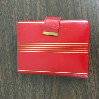 C - Vintage Rumpp Red Leather Playing Card Holder Two Decks Nautical 1800 