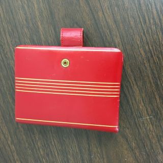 c - vintage Rumpp red Leather Playing Card Holder Two Decks nautical 1800 ' s theme 2