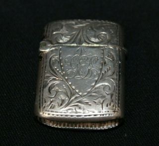 Antique 1898 Solid Silver Vesta Case Match Safe Robert Pringle,  Rp Marking