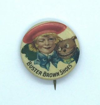 Vintage Buster Brown Shoes Button Pin Round Whitehead & Hoag Co 1930 