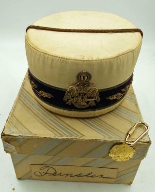 Vintage Masonic 33rd Degree Scottish Rite Freemason Cap Hat Sz 7,  Extra