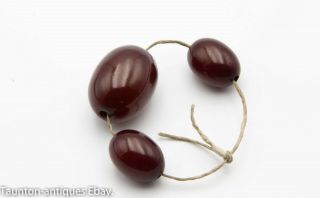 3 loose Bakelite furatan beads dark cherry amber prayer spares 2