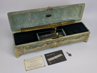 Incolay Stone " The Minuet " Music Box W/ Swiss Reuge Ch 4/50 Mozart Movement
