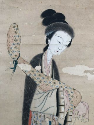 Authentic Antique Qing Dynasty Painting Chinese Beauty Legend Wang Zhou Jun 王周军